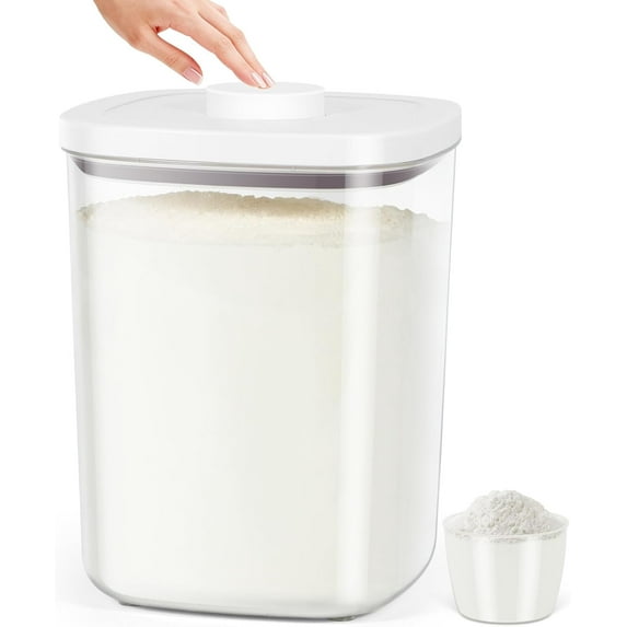 Airtight Rice Container 20 Lbs, Clear PET Plastic Food Storage Container Bin For Flour Sugar, Dry Food Holder with Easy Locking Lid for Kitchen Pantry Organization and Storage