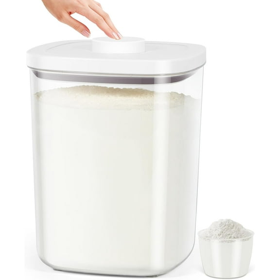 Airtight Rice Container 25 Lbs, Clear PET Plastic Food Storage Container Bin For Flour Sugar, Dry Food Holder with Easy Locking Lid for Kitchen Pantry Organization and Storage