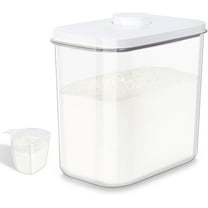 Airtight Rice Container 25 Lbs with Handle and Cup – 12.68Qt Large Flour Sugar Storage Container with Pop Up Seal & Hanging Lid Hooks, Clear Tall Food Storage Bin for Kitchen Pantry Organization