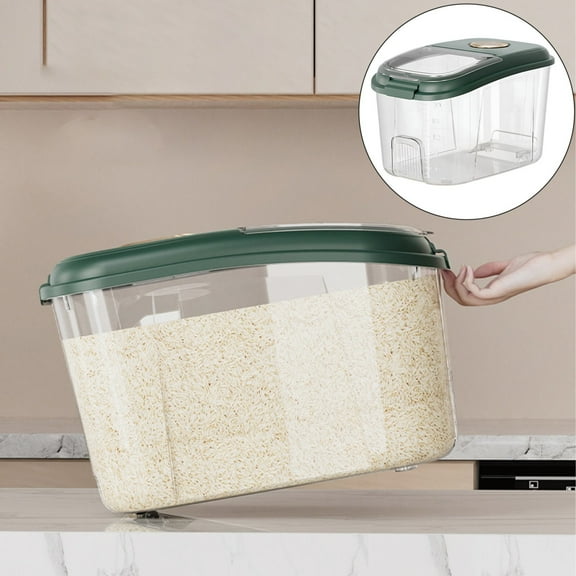 Airtight Rice Container Basdi Extra Large Airtight Rice Container - Kitchen Storage Dispenser with Lid for Grains | Freshness Seal, Easy Pour, Keeps Pantry Organized and Pest-Free, White