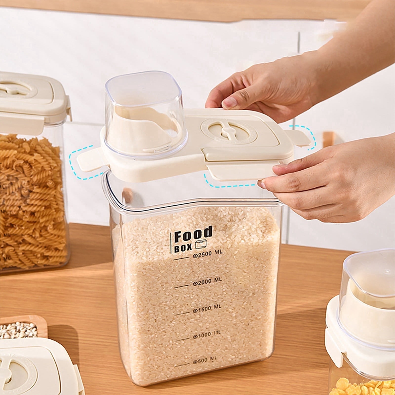 Food Storage Rice Storage Container Airtight Dry Food Kitchen Transparent Container for Oats Cereals Pasta Flour