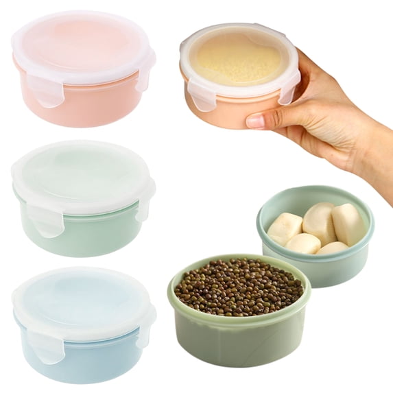 Airtight Snack Containers with Lids – Round Plastic Storage Jars for Berries, Fruit, Cheese, Meat, Leakproof Snap Lock, Stackable Refrigerator Crisper Boxes 1 Pack