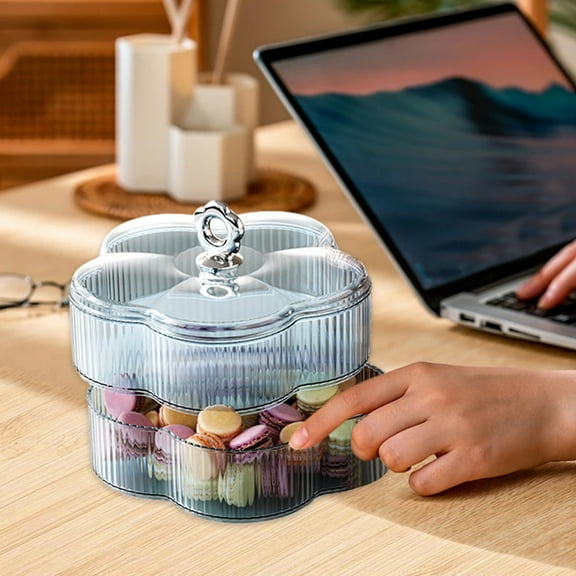 Airtight Snack Storage Container with Lid and Layered Compartments, Stackable Food Organizer for Nuts Candy Crackers – Moisture-Proof Plastic Tray for Kitchen Pantry Home
