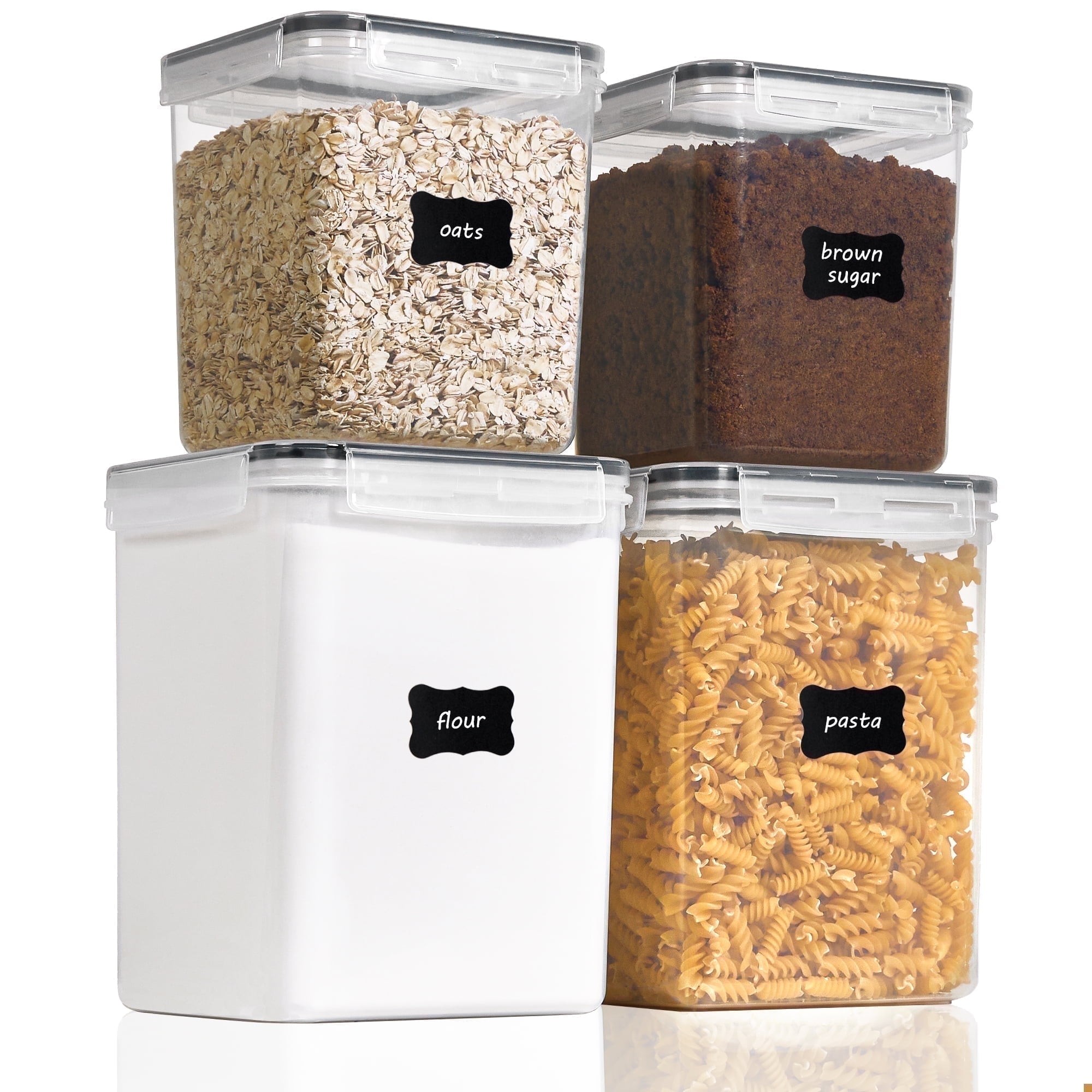 Vtopmart Airtight Storage Canisters, Vtopmart 4 Pcs Large Food Storage Container for Flour, Sugar - Walmart.com