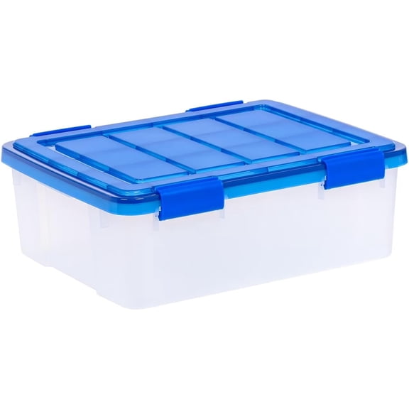 Airtight Storage Containers, Clear Gasket Box, Plastic Storage Bins with Sealed Lids, 26 Qt.