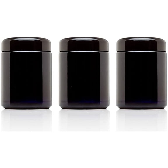 Airtight Ultraviolet Glass Jar 250 ML (8.3 fl oz) Pack of 3 Light Blocking Storage Container for Herbs Coffee Tea and Spices