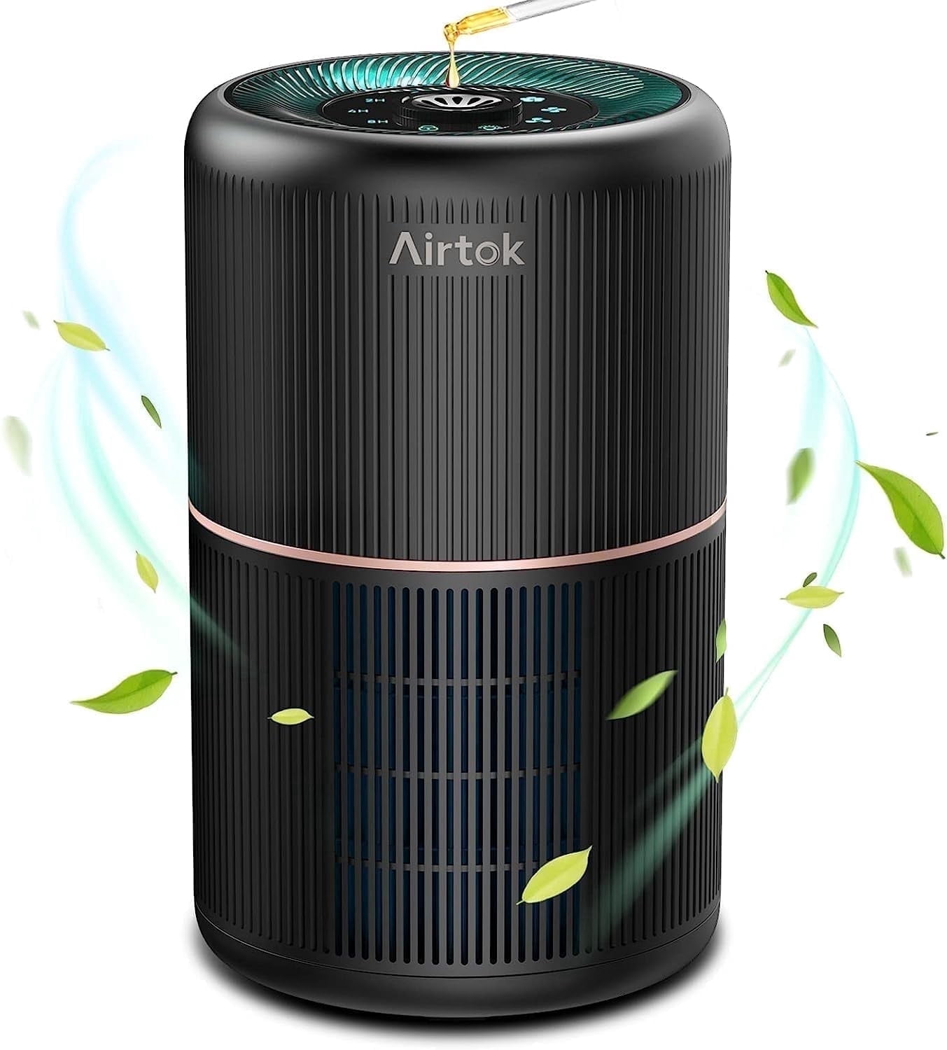 AIRTOK Air Purifier for Large Rooms, 534 Sq.ft, HEPA Air Cleaner for Smoke, Mold, Pet Hair, Dust, Pollen, AP0601 Black