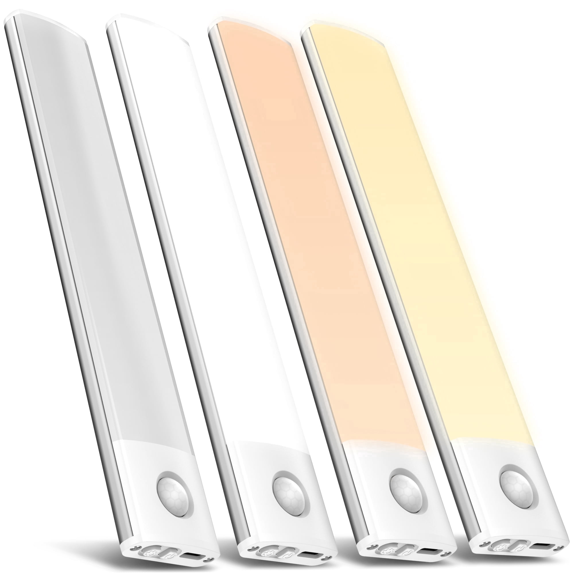AIRTOK Under Cabinet Lighting - 4 Pack, Motion Sensor, Rechargeable, Magnetic Easy Installation, 3 Color Temps & 5 Brightness - LED Closet Lights