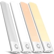 AIRTOK Under Cabinet Lighting, Motion Sensor, Rechargeable, Magnetic Easy Installation, 3 Color Temps & 5 Brightness - LED Closet Lights, 4 Pack