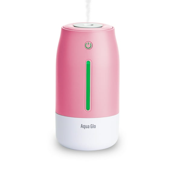 Airvana Aqua Glo Personal, Portable Humidifiers for Bedroom – Ultrasonic Cool Mist Humidifier with Built In Rechargeable Battery. Air Humidifier for Baby, Plants, Home, Office, Travel. Rose Quartz
