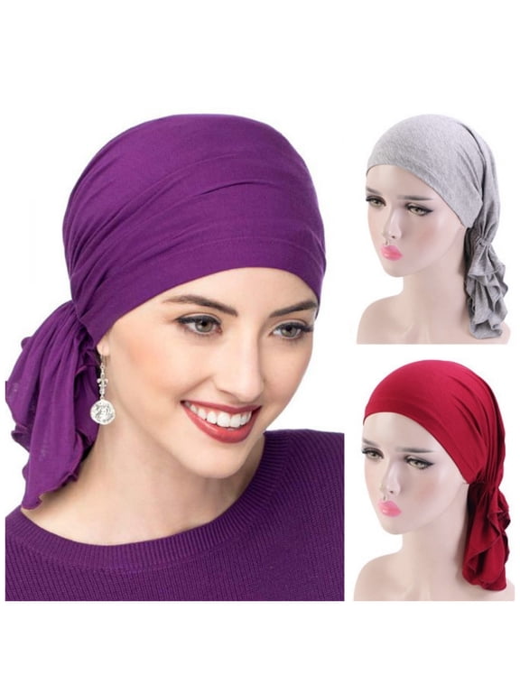 3 Pack Chemo Headscarf for Women Hair Loss - Cancer Slip On Headwear Turbans