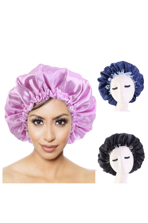 3 Pack Satin Bonnet Silk Bonnet Hair Bonnet for Sleeping-Slouchy Beanie Hat Satin Sleep Cap for Women's Natural & Curly Hair