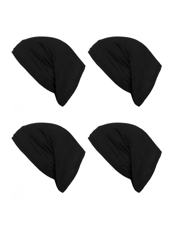 4 Pack Sleep Shower Cap mens bonnet Long Hair Dread Loc Braid Elastic Dreadlock Tube for Men Woman-Black