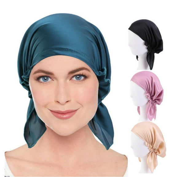 Airvexalon 4 Pieces Silk Bonnet for Sleeping, Large Sleep Cap With Tie Band for Curly Hair Care, Hair Wrap