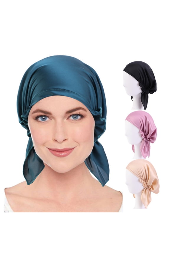 4 Pieces Silk Bonnet for Sleeping, Large Sleep Cap With Tie Band for Curly Hair Care, Hair Wrap