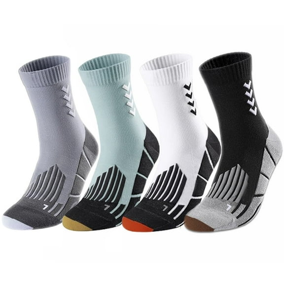 JSEMOY Athletic Socks for Men Women with Cushion,Compression Crew Running Socks,4 Pairs Work Hiking Basketball Sport Socks