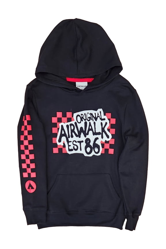 Boys Black Airwalk EST 86 Logo Hooded Long Sleeved Hoodie Sweatshirt 6-7