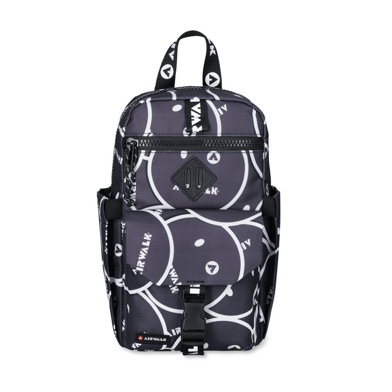 Airwalk Unisex Large 12.5 Sling Bag Smiley Black White Walmart