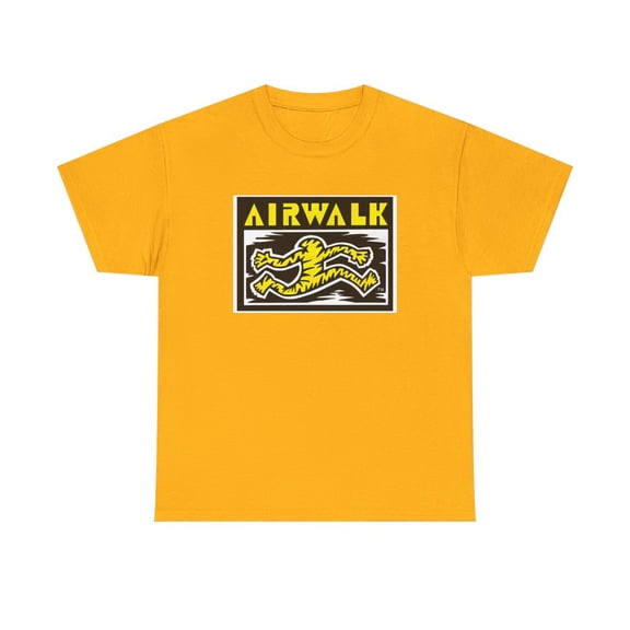 Airwalk Vintage Retro 90s 80s Skateboarding T Shirt Print - Gold / XL