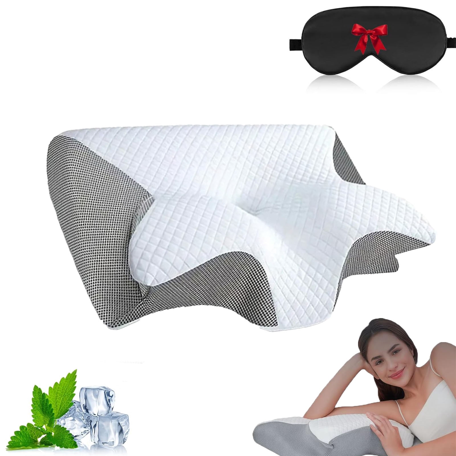 Airway Pro Sleep Apnea Relief Pillow, Pillow Haven Neck Pillow, Ergonomic Adjustable Height Neck Support Memory Foam Bed Pillows, Odorless Orthopedic Deep Sleep Cervical Pillows