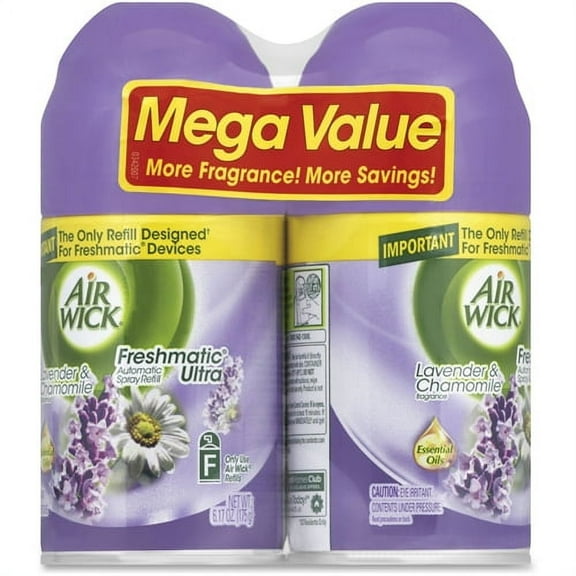 Air Wick Pure Freshmatic 2 Refills Automatic Spray, Lavender & Chamomile,Air Freshener, Essential Oil, Odor Neutralization, 5.89 Ounce (Pack of 2)