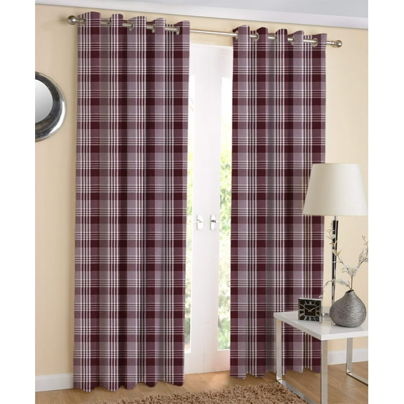 Airwill Designer Cotton Window Curtains (Maroon, 4Ft Width And 5Ft In Length) - Pack Of 2 Pieces, Grommets