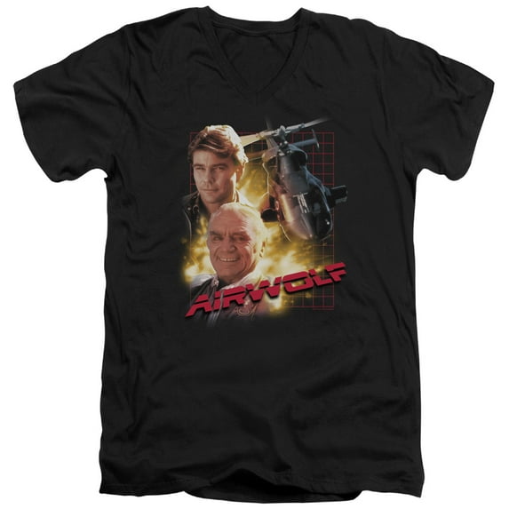 Airwolf Airwolf Adult V-Neck T-Shirt 30/1 T-Shirt Black