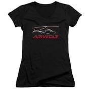 Airwolf Grid Junior Women's V-Neck T-Shirt Black Black