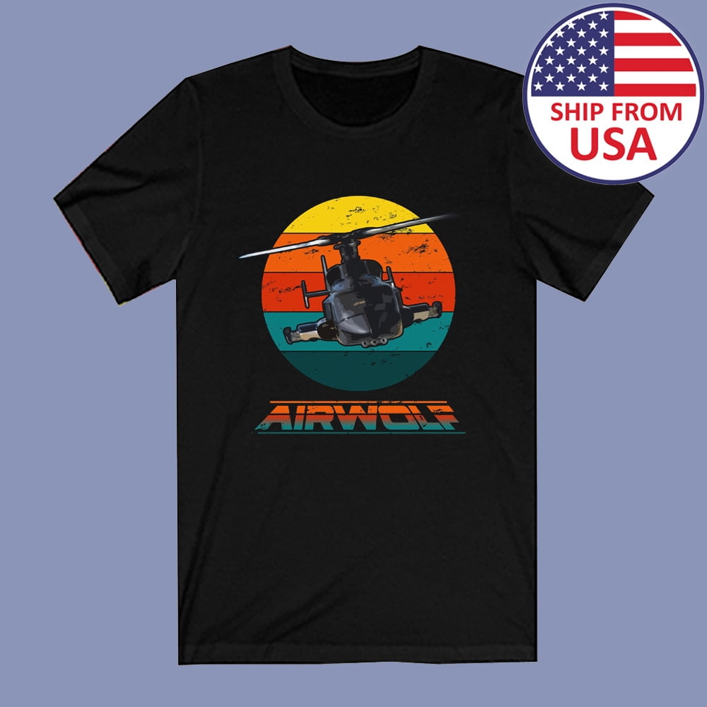 T-shirt Homme Airwolf - Hélicoptère Militaire Série TV - Noir - Tailles S à 3XL - Neuf