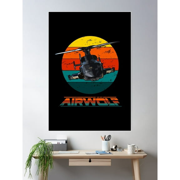 Airwolf Sunset 1980S Retro Classic Poster Wall Art, Modern Wall Decor For Living Room Bedroom, 8x12 UNFRAMED