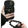 thumbnail image 1 of Airy Flower Stand Phone case with or Without Chain, Small Fresh Design, Cute Cartoon, Anti-Drop, for iPhone 15 14 13 12 11 Pro Max XS XR X 7 8 6 Phone Case (Black 2,iPhone 13 Pro), 1 of 8