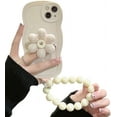 thumbnail image 1 of Airy Flower Stand Phone case with or Without Chain, Small Fresh Design, Cute Cartoon, Anti-Drop, for iPhone 15 14 13 12 11 Pro Max XS XR X 7 8 6 Phone Case (White 2,iPhone 11 Pro), 1 of 8
