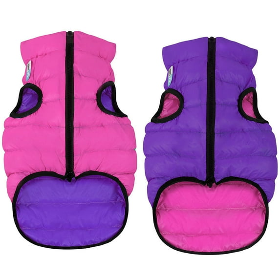 AiryVest Lightweight Reversible Winter Dog Coat - Warm Dog Jacket - Water Resistant Windproof - Insulated Dog Apparel for Small, Medium & Large Dogs - Comfortable Dog Puffer Vest - Pink-Purple