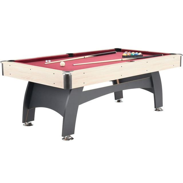 Airzone 84" Pool Table with Accessories, Red Felt