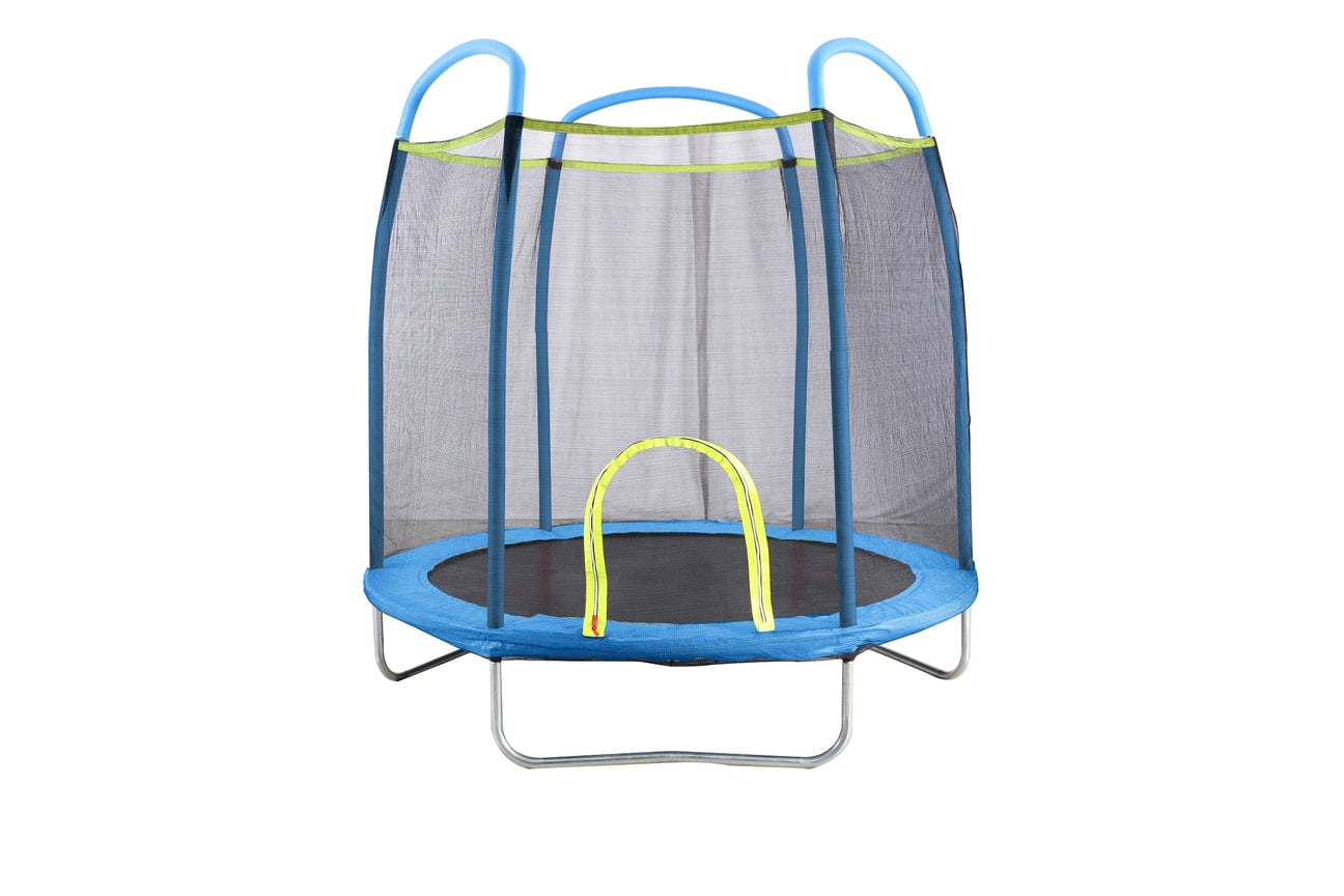 Kids' Blue Round Trampoline with Enclosure