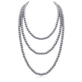 thumbnail image 1 of Aisansty Long Pearl Necklace for Women Layered Gray Faux Pearl Beads Strand Necklace Costume Jewelry,Diameter Pearl 8MM,69 inches, 1 of 4