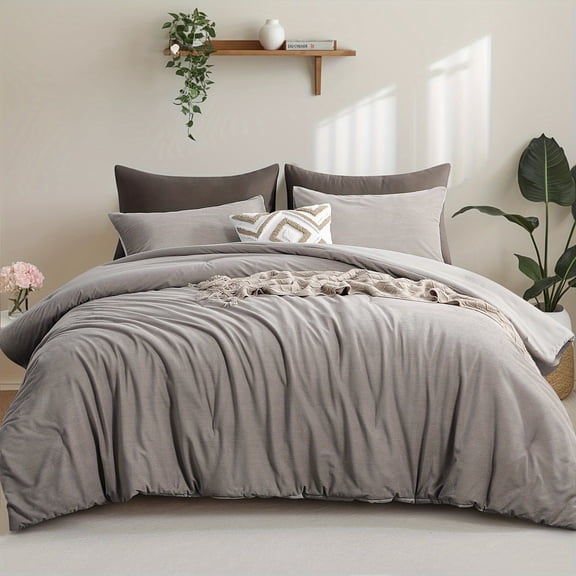 Aisbo 3Pcs Corduroy Thick Light Khaki Comforter Set Queen, Warm And Fluffy Winter Use Quilted Comforter , With Pillowcases