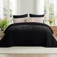 thumbnail image 1 of Aisbo Brushed Flannel Fleece Blankets King Size Black, Soft Warm Lightweight Throw for Couch Camping Travel, Anti-Static Cozy Bedding, 90x106 Inches, 1 of 11