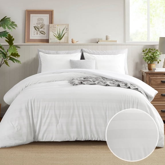 Aisbo Fluffy Queen Comforter Set - White Fleece Soft Comforter for Queen Size Bed, Luxury Warm Bedding Set for Winter, Fuzzy Bed Set 3 Pieces (1 Comforter, 2 Pillowcases)