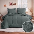thumbnail image 1 of Aisbo Full 7-Piece Comforter Set - Seersucker Bed in a Bag with Comforter, Sheets & Pillowcases, All Season Luxury Bedding, Dark Grey, 1 of 10
