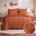 thumbnail image 1 of Aisbo Queen Comforter Set Seersucker 7 Pieces, All Season Luxury Bed in a Bag for Bedroom, Bedding Set with Comforters, Sheets, Pillowcases & Shams, Burnt Orange, 1 of 10