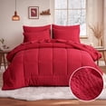 thumbnail image 1 of Aisbo Queen Comforter Set Seersucker 7 Pieces, All Season Luxury Bed in a Bag for Bedroom, Bedding Set with Comforters, Sheets, Pillowcases & Shams, Red, 1 of 10