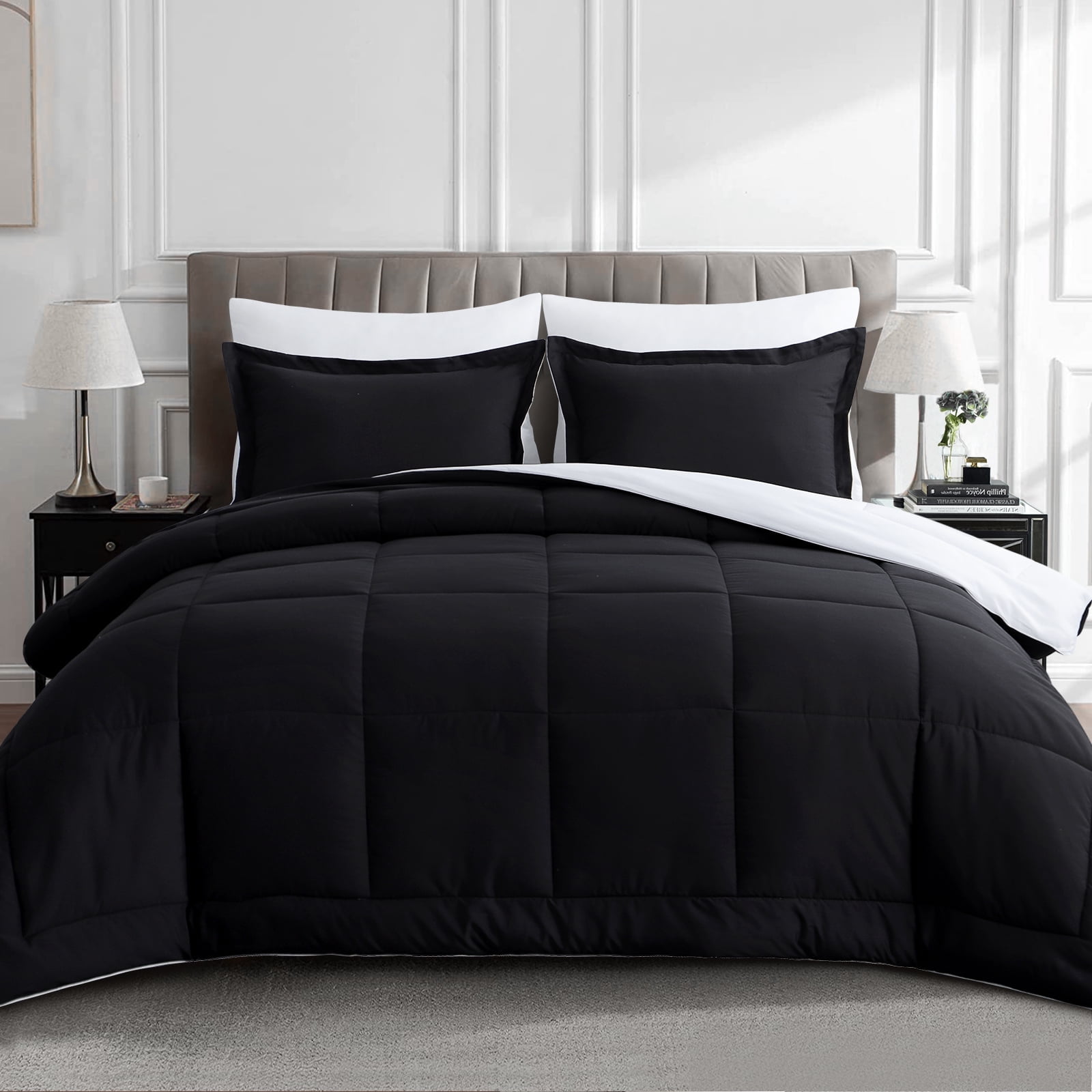 King White Reversible Down Alternative Microfiber Comforter Set
