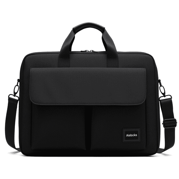 Aisboks 11-16''Laptop Shoulder Bag,15.6''Laptop Bag for Men & Women, Water-Resistant Computer Messenger Bag, Business Briefcase with Luggage Strap for Work Travel, Black