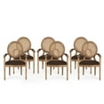 thumbnail image 1 of Aisenbrey French Country Wood and Cane Upholstered Dining Chair (Set of 6), Brown and Natural, 1 of 7