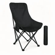 Aishkimo Foldable Camping Chair with Carry Bag,600D Black Oxford Fabric for Outdoor Activities Portable Chair for BBQ Camping, Hiking ,Beach Black