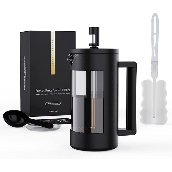 Aishkimo French Press Coffee Maker, Camping Heat Resistant Thickened Glass Coffee Maker, Rust Free, Dishwasher Safe (21 oz)