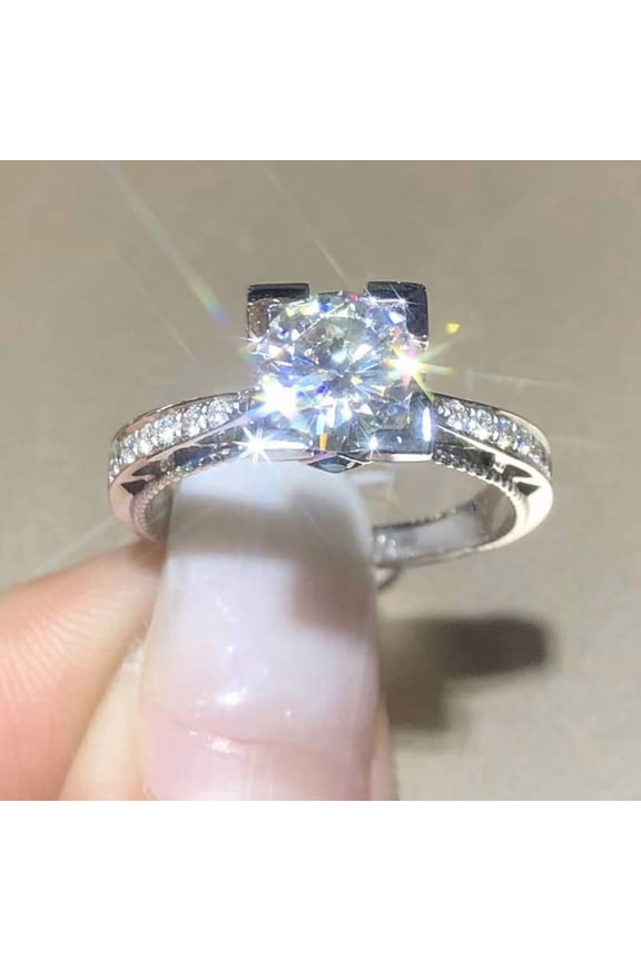 1.50Ct Round Cut GRA Certified Natural Moissanite Tester Pass Ring 14K White Gold Plated