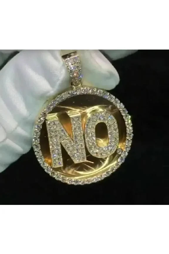 2Ct Round Cut Lab Created Diamond "Custom Logo Name Pendant 14K Yellow Gold Plated