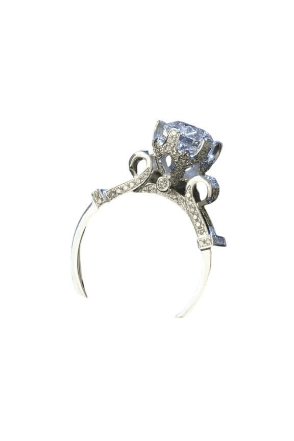 3 Ct Round Cut Moissanite Women Engagement Ring 14K White Gold Plated 925 Silver